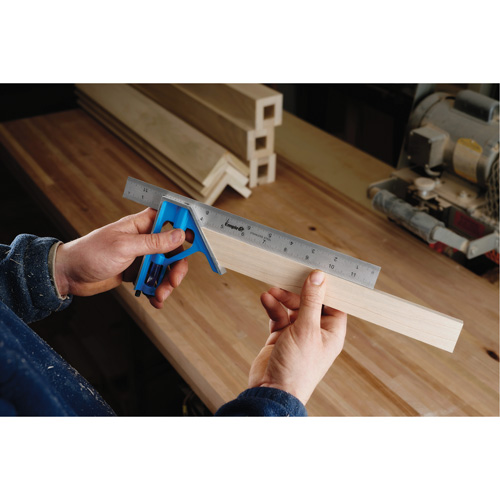 True Blue&reg; Combination Square, 12" L, 1/16" Graduations, Steel, Plain Nia-Chem Ltd.