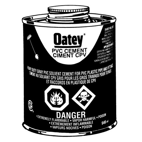 Ciment de PVC d'usage intense, 946 ml, Canette &agrave; dessus brosse, Gris Nia-Chem Ltd.