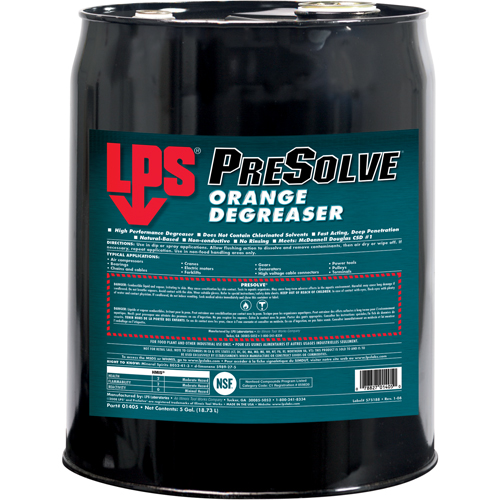 D&eacute;graissant orange PreSolve, Seau Nia-Chem Ltd.