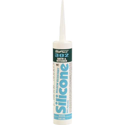 NuFlex&reg; 302 Bath And Kitchen Silicone Sealant, 300 ml, Cartridge, Clear Nia-Chem Ltd.