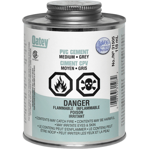 PVC Cement, 0.250 lbs, Brush-Top Can, Grey Nia-Chem Ltd.