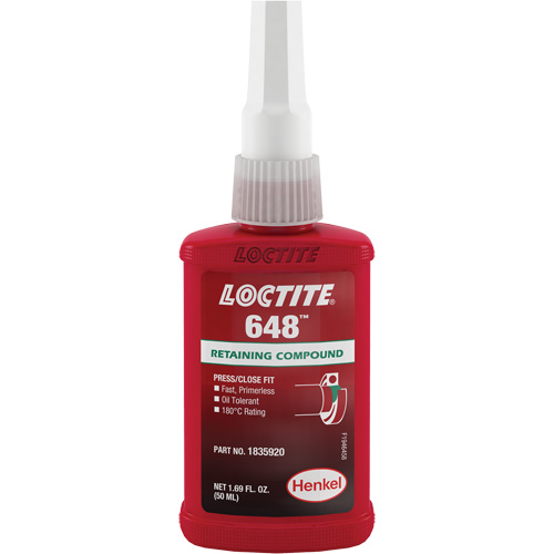 648 High Strength/Rapid Cure Retaining Compounds, 50 ml, Bottle, Green Nia-Chem Ltd.