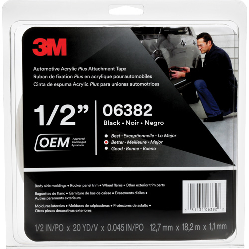 Ruban en acrylique de 3M pour l'automobile, 18 m (60') lo x 12,7 mm (1/2") la, 45 mils, Acrylique Nia-Chem Ltd.