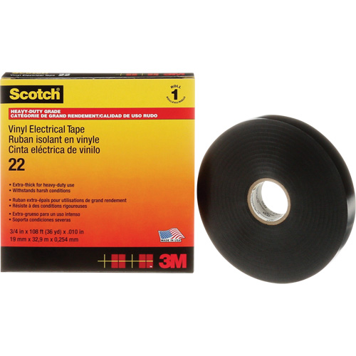 Scotch&reg; Vinyl Electrical Tape, 19 mm (3/4") x 33 m (108'), Black, 10 mils Nia-Chem Ltd.