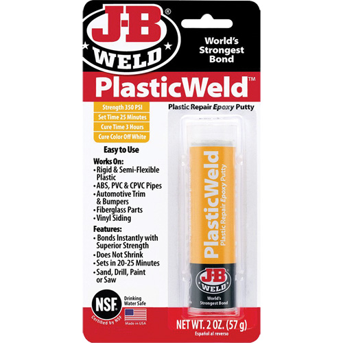 Colle &eacute;poxyde PlasticWeld, 2 oz, B&acirc;ton, Blanc cass&eacute; Nia-Chem Ltd.