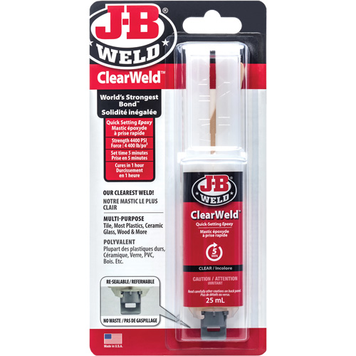 Adh&eacute;sif ClearWeld, 25 ml, Seringue, Deux composants, Transparent Nia-Chem Ltd.