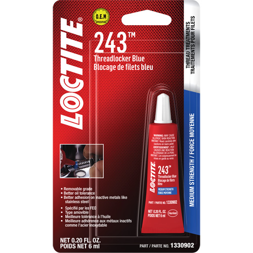 243 Threadlocker, Blue, Medium, 6 ml, Tube Nia-Chem Ltd.