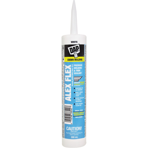 Scellant de silicone, acrylique et latex de qualit&eacute; sup&eacute;rieure pour moulures et garnitures Alex Flex, 300 ml, Cartouche, Blanc Nia-Chem Ltd.