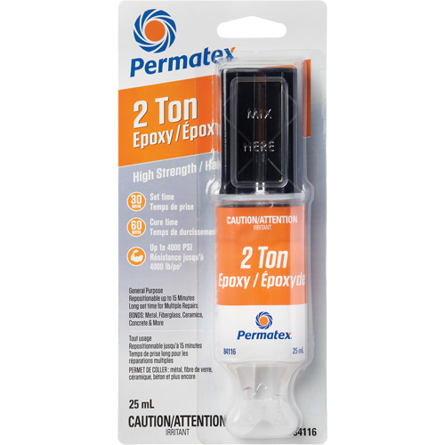 Colle &eacute;poxyde avec capacit&eacute; de 2 tonnes, 25 ml, Seringue, Deux composants, Transparent Nia-Chem Ltd.