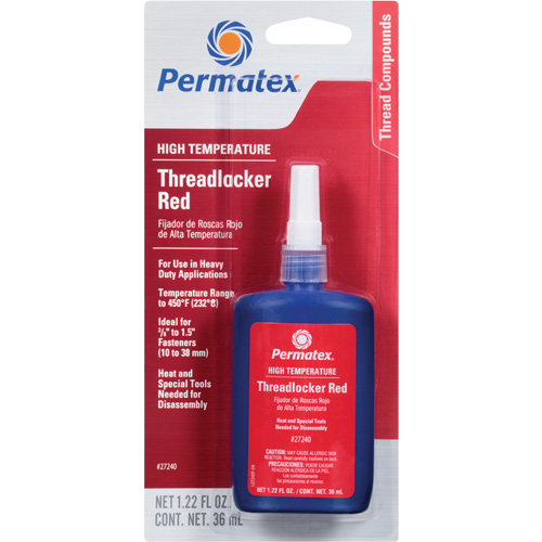 High Temperature Threadlocker, Red, High, 36 ml, Bottle Nia-Chem Ltd.