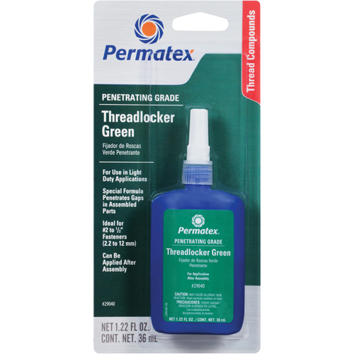 Penetrating Grade Threadlocker, Green, Low, 36 ml, Bottle Nia-Chem Ltd.