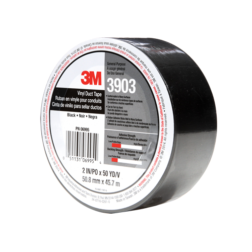 3903 Vinyl Duct Tape, 1245 mm (49") W x 46 m (151') L, 6.5 mils, Black Nia-Chem Ltd.