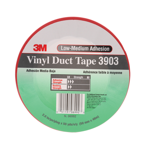 3903 Vinyl Duct Tape, 48 mm (2") W x 46 m (151') L, 6.5 mils, Red Nia-Chem Ltd.