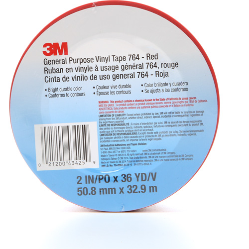 764 General-Purpose Vinyl Tape, 50.8 mm (2") W x 32.9 m (108') L, 5 mils, Red Nia-Chem Ltd.