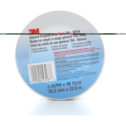764 General-Purpose Vinyl Tape, 76 mm (3") W x 32.9 m (108') L, 5 mils, White Nia-Chem Ltd.