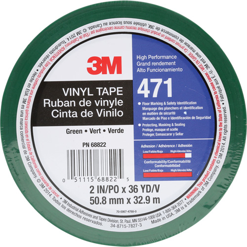 Ruban en vinyle 471, 50,8 mm (2") la x 32,9 m (108') lo, 5,2 mils, Vert Nia-Chem Ltd.