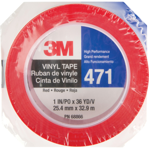 Ruban en vinyle 471, 25,4 mm (1") la x 32,9 m (108') lo, 5,3 mils, Rouge Nia-Chem Ltd.
