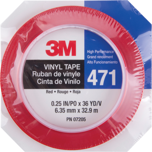 Ruban en vinyle 471, 6 mm (1/4") la x 32,9 m (108') lo, 5,3 mils, Rouge Nia-Chem Ltd.