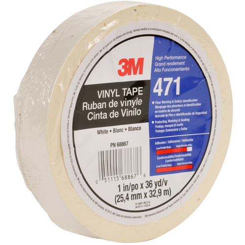 Ruban en vinyle 471, 12 mm (1/2") la x 32,9 m (108') lo, 5,3 mils, Blanc Nia-Chem Ltd.
