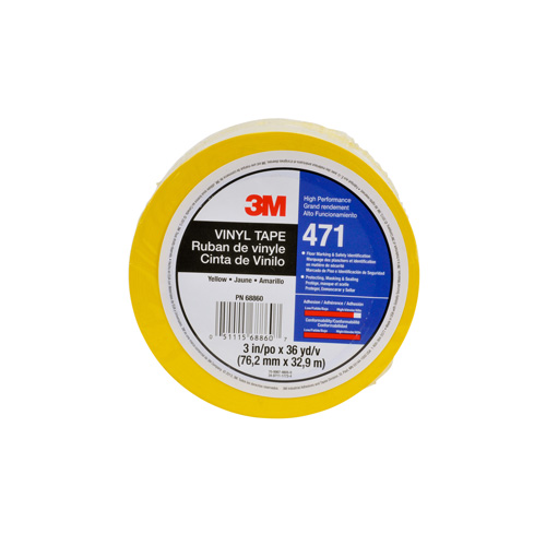 Ruban en vinyle 471, 12 mm (1/2") la x 32,9 m (108') lo, 5,2 mils, Jaune Nia-Chem Ltd.