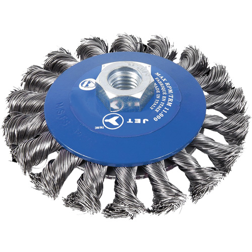 Knot Twisted Conical Bevel Brush, 5" Dia., 0.02" Fill, 5/8"-11NC Arbor Nia-Chem Ltd.