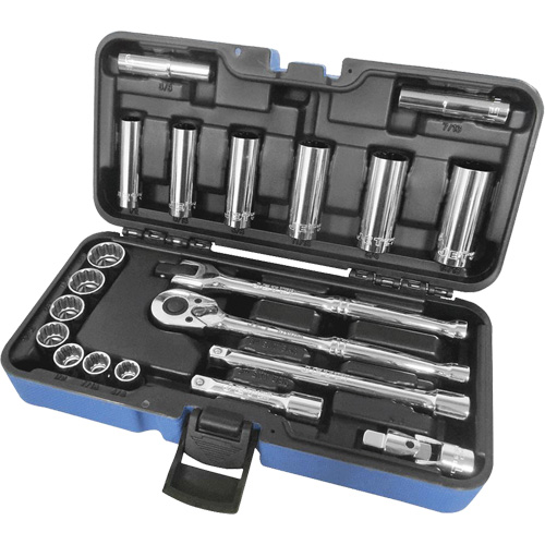 Jeu de cl&eacute; &agrave; douille SAE &agrave; 12 pans, 21 Mcx, Prise de 3/8", Profond Nia-Chem Ltd.