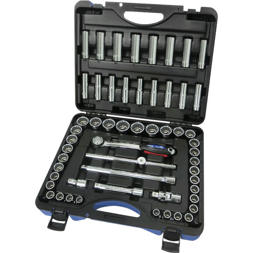 SAE/Metric 12-Point Socket Set, 55 Pcs, 1/2" Drive Size, Deep Nia-Chem Ltd.