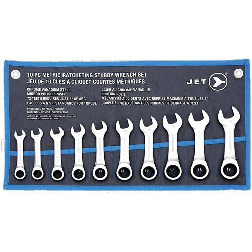 SRCWS-10M Ratcheting Stubby Wrench Set, Combination, 12 Pieces, Metric Nia-Chem Ltd.