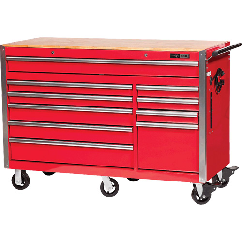 PRC5610 Pro Series Roller Cabinet, 10 Drawers, 55-9/10" W x 24-1/10" D x 39-7/10" H, Red Nia-Chem Ltd.