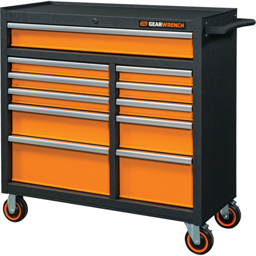 Armoire roulante pour outils s&eacute;rie GSX, 11 tiroirs, 41" la x 18-1/5" p x 41-1/2" h, Noir/Orange Nia-Chem Ltd.
