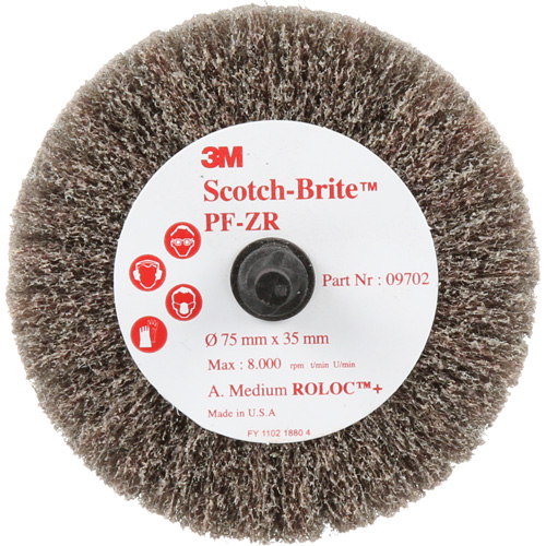 Disque de tronçonnage et de polissage Scotch-Brite Roloc, Oxyde d'aluminium, Grain Moyen, 3" x 1-3/8" x 1/4" Nia-Chem Ltd.