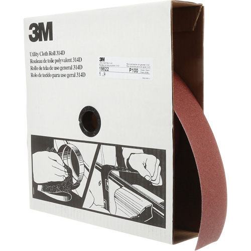 Rouleau de toile abrasive utilitaire 314D, 2" la x 150' lo, Grain 100J Nia-Chem Ltd.
