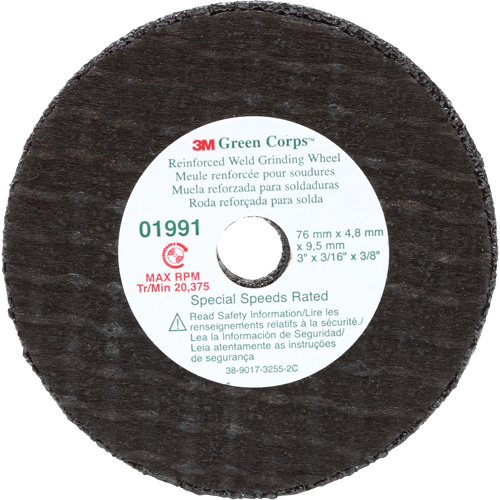 Green Corps Cut-Off Wheel, 3" x 0.188", 3/8" Arbor, Type 1, Aluminum Oxide, 35000 RPM Nia-Chem Ltd.