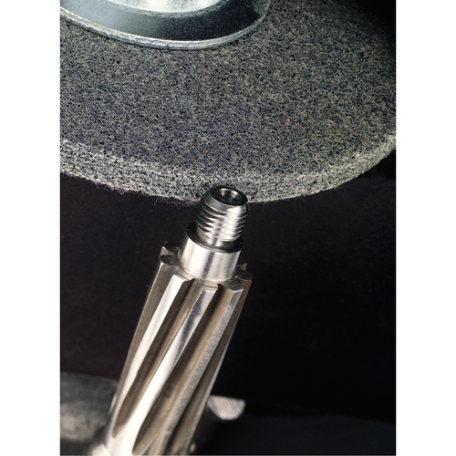 Meules homog&egrave;nes d'&eacute;barbage EXL Scotch-Brite, 1" x 1", Arbre de 3/16", Grain de 2A, Oxyde d'aluminium Nia-Chem Ltd.
