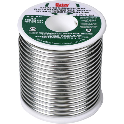 95/5 Plumbing Solder, Lead-Free, 95% Tin 5% Antimony, Solid Core, 0.3125" Dia. Nia-Chem Ltd.