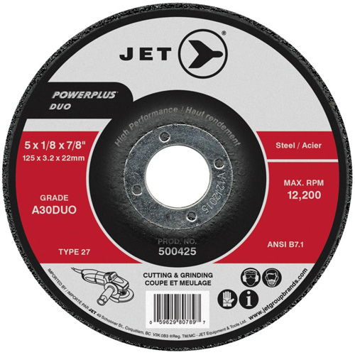 Meule/disque de coupe POWERPLUS DUO, 4-1/2" x 1/8", Arbre de 7/8", Type 27, Grain de A30DUO Nia-Chem Ltd.