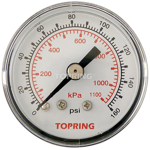 Pressure Gauge, 1-1/2" , 0 - 160 psi, Back Mount, Analogue Nia-Chem Ltd.