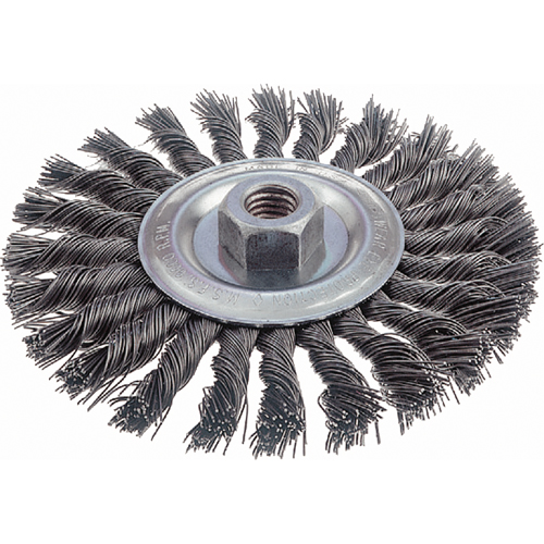 Knot Wire Wheel Brushes - Standard Twist Knot, 6" Dia., 0.023" Fill, 5/8"-11 Arbor, Steel Nia-Chem Ltd.