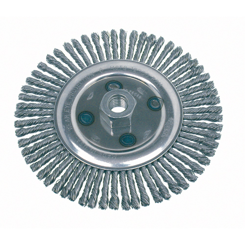 Knot Wire Wheel Brushes - Stringer Bead, 4-7/8" Dia., 0.02" Fill, 5/8"-11 Arbor, Steel Nia-Chem Ltd.