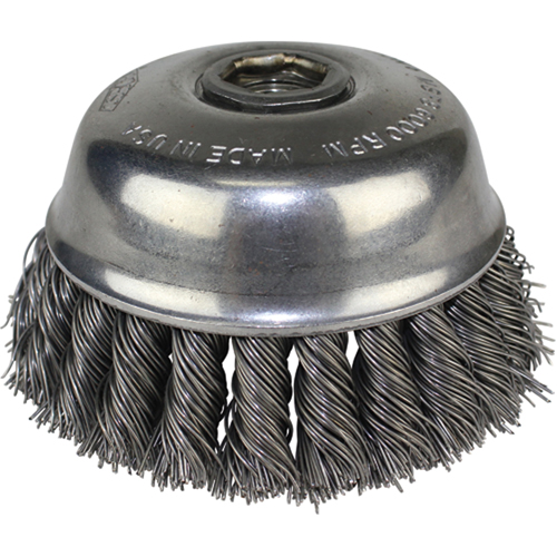 Knot Wire Cup Brushes, 4" Dia. x 5/8"-11 Arbor Nia-Chem Ltd.