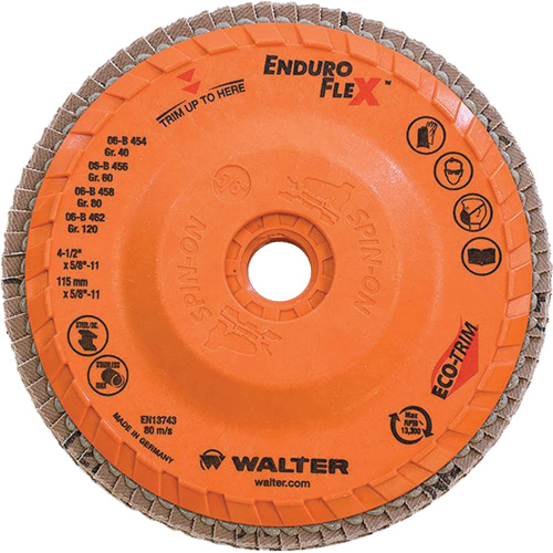 Enduro-Flex Flap Disc, 4-1/2" x 5/8"-11, Type 27, 80 Grit, Zirconia Alumina Nia-Chem Ltd.