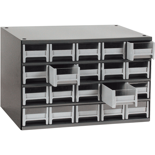 Casiers modulaires pour pi&egrave;ces, Acier, 20 tiroirs, 17" x 10-9/16" x 2-1/16", Gris Nia-Chem Ltd.
