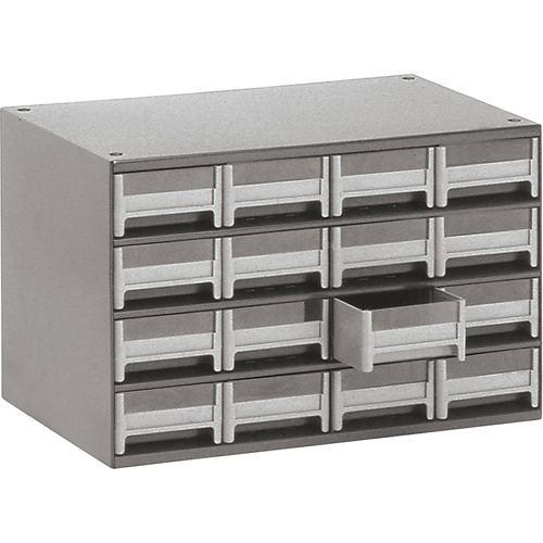 Casiers modulaires pour pi&egrave;ces, Acier, 16 tiroirs, 17" x 10-9/16" x 2-1/8", Gris Nia-Chem Ltd.