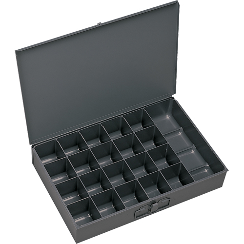 Compartment Scoop Boxes, Steel, 21 Slots, 18" W x 12" D x 3" H, Grey Nia-Chem Ltd.