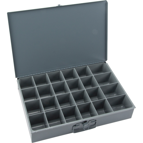 Compartment Scoop Boxes, Steel, 24 Slots, 18" W x 12" D x 3" H, Grey Nia-Chem Ltd.