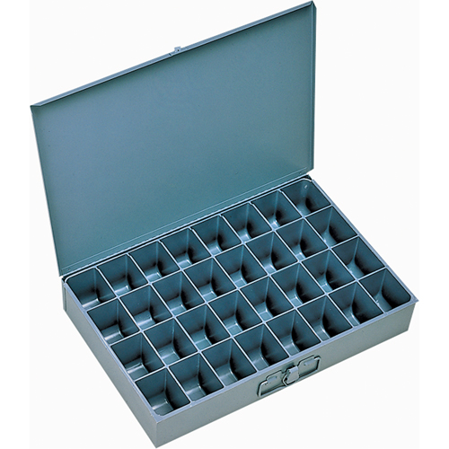 Compartment Scoop Boxes, Steel, 32 Slots, 18" W x 12" D x 3" H, Grey Nia-Chem Ltd.