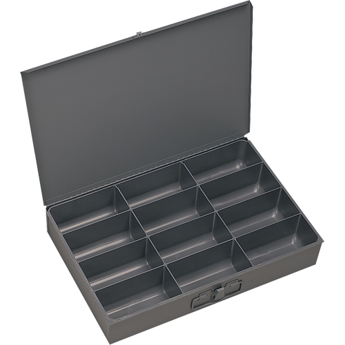 Compartment Scoop Boxes, Steel, 12 Slots, 13 3/8" W x 9-1/4" D x 2" H, Grey Nia-Chem Ltd.