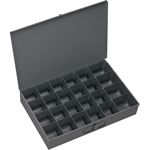 Compartment Scoop Boxes, Steel, 24 Slots, 13-3/8" W x 9-1/4" D x 2" H, Grey Nia-Chem Ltd.