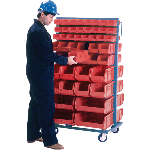 Support mobile deux c&ocirc;t&eacute;s pour bacs, &agrave; deux c&ocirc;t&eacute;s, 96 bacs, 36" la x 24" p x 63" h Nia-Chem Ltd.