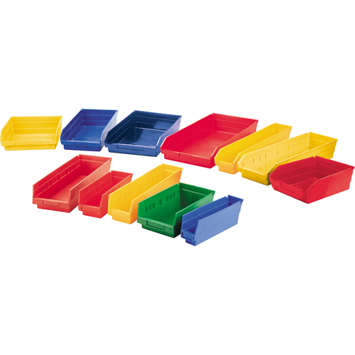 Shelf Bins, 11-1/8" W x 4" H x 11-5/8" D, Yellow, 30 lbs. Capacity Nia-Chem Ltd.